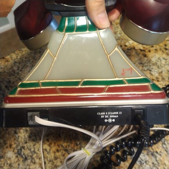 Coca Cola 2001 Tiffany Style Stained Glass Look Light Up Holiday Telephone/Phone - Picture 6 of 16